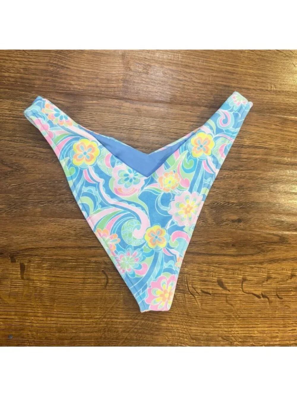Frankie's Bikinis Enzo Terry Cheeky Bikini Bottom and Harlow top in sunshower S